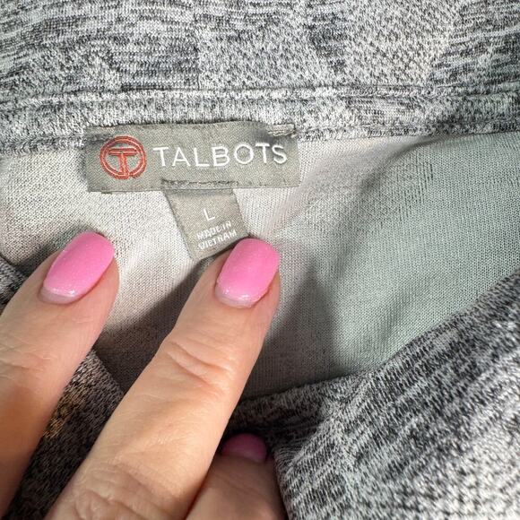 Talbots Women’s Large Gray Cowl Neck Pullover Sweatshirt Top Floral Print Pocket - Picture 4 of 10